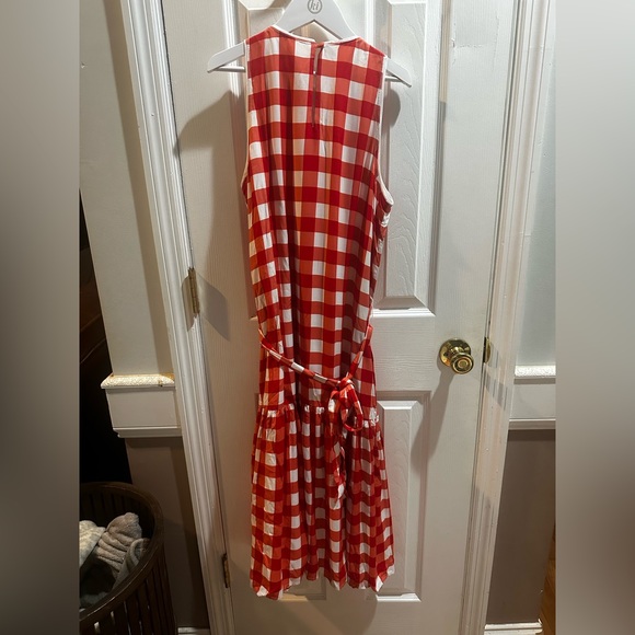 Ann Taylor Red & White Gingham Flared Sleeveless Dress Small - Picture 5 of 9
